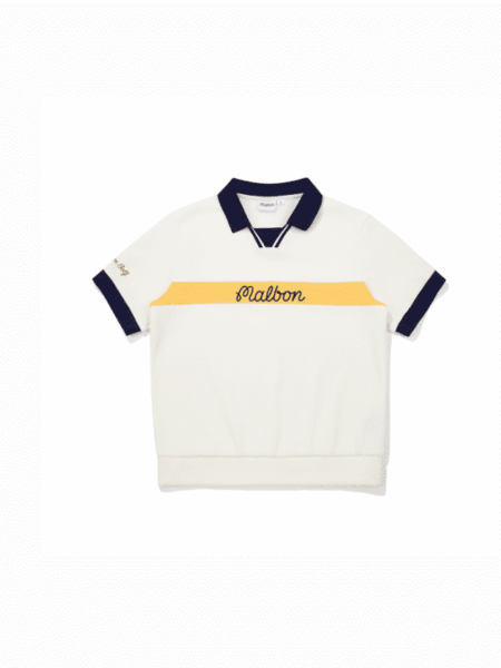 [말본] 여성 트레블 와플 카라 블록 티셔츠 (2 COLOR)