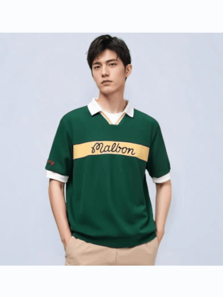 [말본] 남성 트레블 와플 카라 블록 티셔츠 (2 COLOR)
