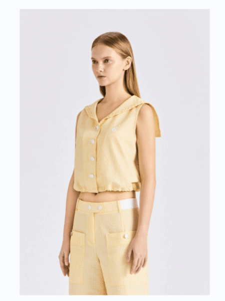 [지포어] 여성 데님 세일러 베스트 GNVAM25403YEX