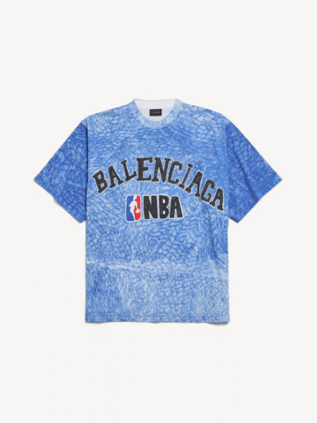 [발렌시아가] 남성 발렌시아가 | Nba 콜라보레이션 오버사이즈 티셔츠 블루 A001VVTUVX64011