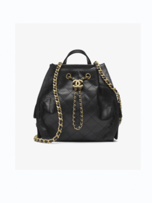 [샤넬] 25 백팩 미디엄 캐비어 블랙 금장 AS5600