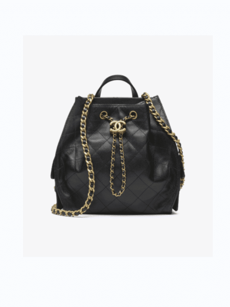 [샤넬] 25 백팩 미디엄 캐비어 블랙 금장 AS5600