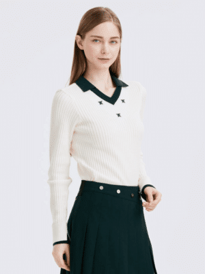 [어뉴골프] 여성용 로고 포인트 케이블 스웨터 (2 COLORS)