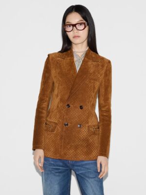 [구찌] GG 스웨이드 더블브레스티드 재킷 815833