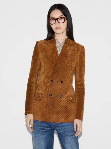 [구찌] GG 스웨이드 더블브레스티드 재킷 815833