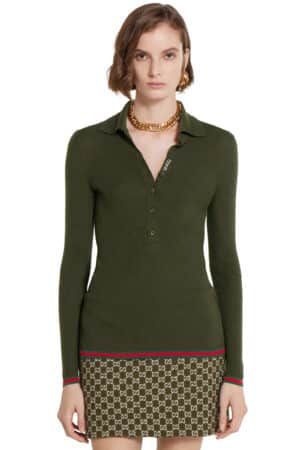 [구찌] 자수 캐시미어 실크 탑