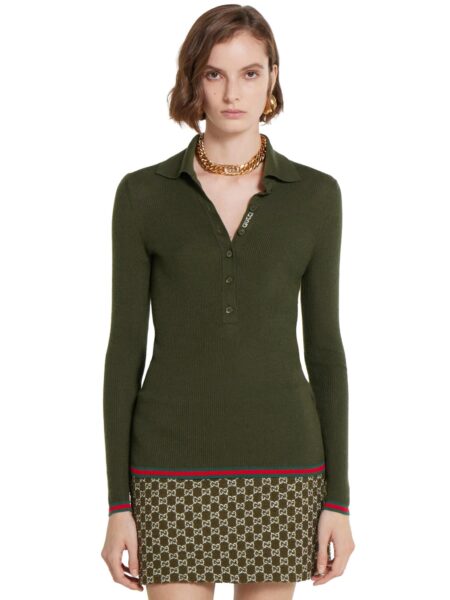 [구찌] 자수 캐시미어 실크 탑