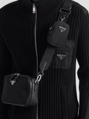 [프라다] 브리크 리나일론 및 사피아노 가죽 백 2VH070