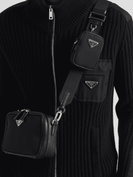 [프라다] 브리크 리나일론 및 사피아노 가죽 백 2VH070