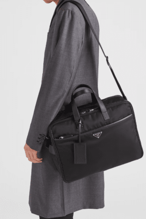 [프라다] 리나일론 및 사피아노 가죽 브리프케이스 2VE407