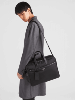 [프라다] 리나일론 사피아노 가죽 서류가방