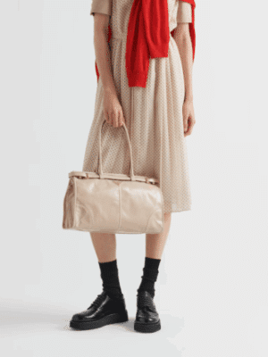 [프라다] 보니 라지 가죽 핸드백 트래버틴 1BA433