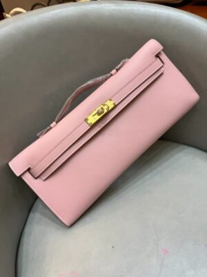 [에르메스] 켈리 Cut 31cm Swift/ Rose Sakura - Gold