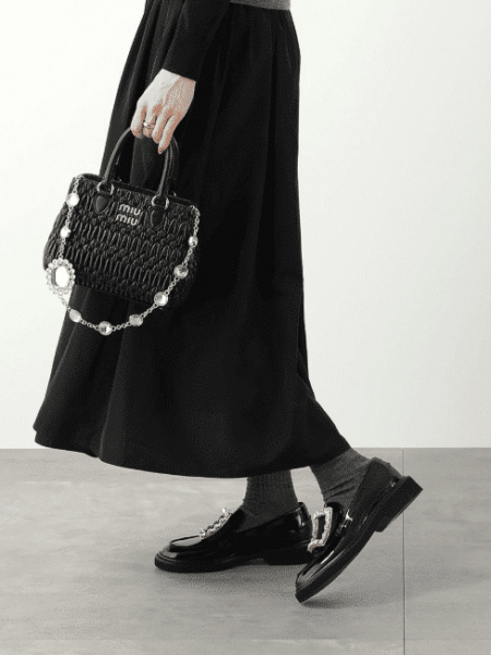 [미우미우] 크리스털 래더 핸드백 5BA251