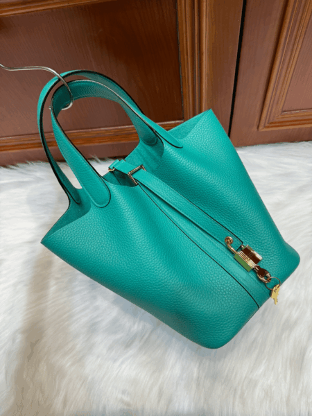 [에르메스] 피코탄 Lock 18cm Clemence/ Vert Verone - Gold