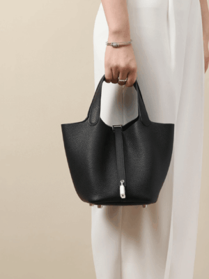 [에르메스] 피고탄 Lock 18cm Clemence/ Noir - Silver