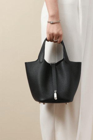 [에르메스] 피고탄 Lock 18cm Clemence/ Noir - Silver