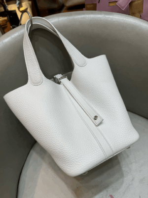 [에르메스] 피코탄 Lock 18cm Clemence/ Blanc - Silver