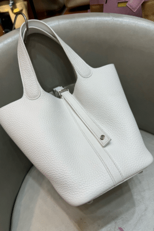 [에르메스] 피코탄 Lock 18cm Clemence/ Blanc - Silver
