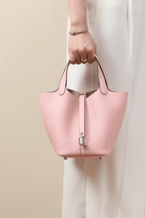 [에르메스] 피코탄 Lock 18cm Clemence/ Rose Sakura - Silver