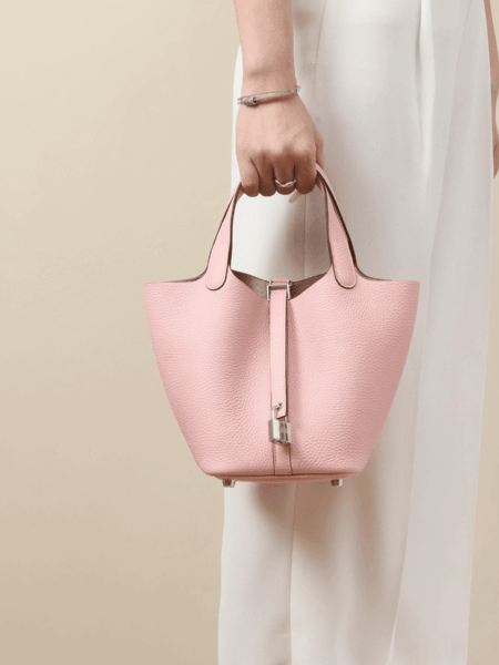 [에르메스] 피코탄 Lock 18cm Clemence/ Rose Sakura - Silver