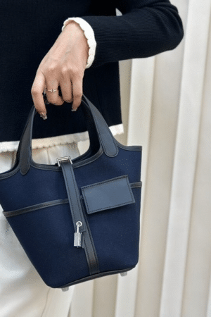 [에르메스] 피코탄 Lock 18cm Canvas With Swift/ Noir - Silver