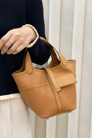 [에르메스] 피코탄 Lock 18cm Canvas With Swift/ Sesame - Silver