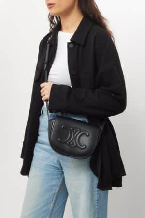 [셀린느] 퀴르 트리옹프 폴코 - 부드러운 카프스킨 블랙 198263DU3