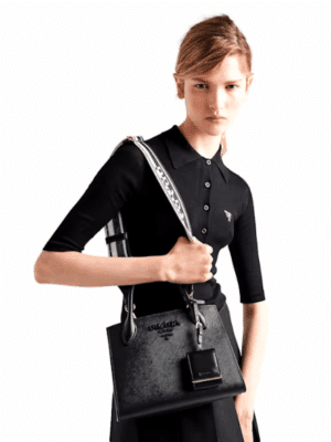 [프라다] 모노크롬 사피아노 숄더백 블랙 1BA156