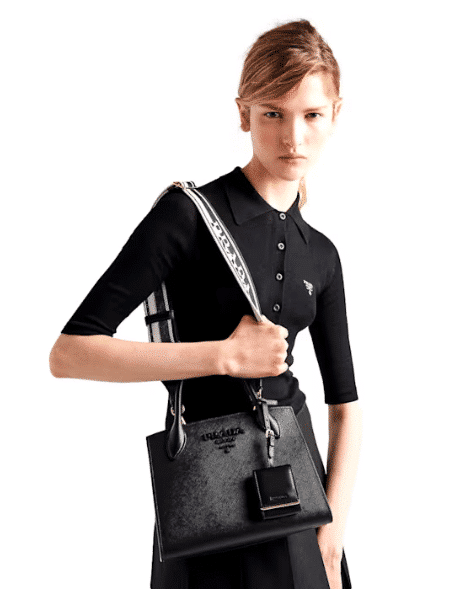 [프라다] 모노크롬 사피아노 숄더백 블랙 1BA156