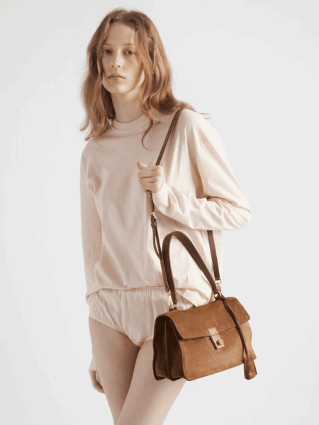 [프라다] 소프트 사운드 미디엄 스웨이드 숄더백 1BN023