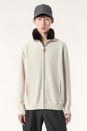 [로로피아나] 탈부착 퍼 칼라 카디건 재킷 (2 COLORS)