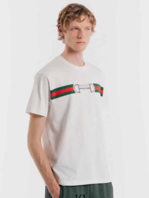 [구찌] 자수 디테일의 코튼 저지 티셔츠 855021