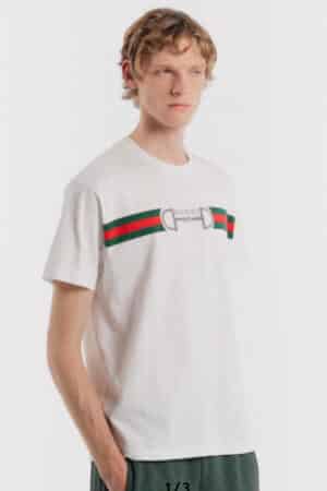 [구찌] 자수 디테일의 코튼 저지 티셔츠 855021