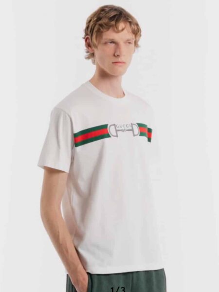 [구찌] 자수 디테일의 코튼 저지 티셔츠 855021