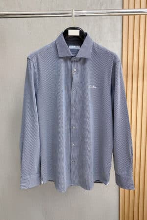 [로로피아나] 엠브로이드 스트라이프 셔츠