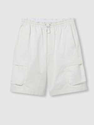 [구찌] 웹 프린트 화이트 카고 쇼츠 814620 ZAIAK 9174