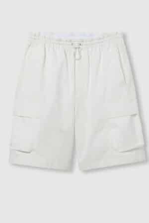 [구찌] 웹 프린트 화이트 카고 쇼츠 814620 ZAIAK 9174