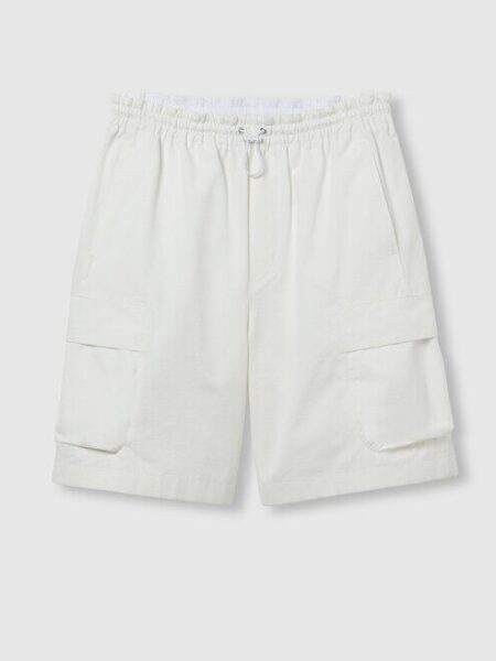 [구찌] 웹 프린트 화이트 카고 쇼츠 814620 ZAIAK 9174