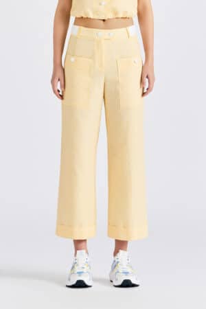 [지포어] 여성 스트라이프 포켓 팬츠 GNPNM25401YEX