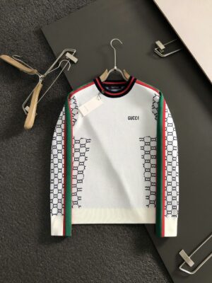 [구찌] GG 패턴 라인포인트 크루넥 니트