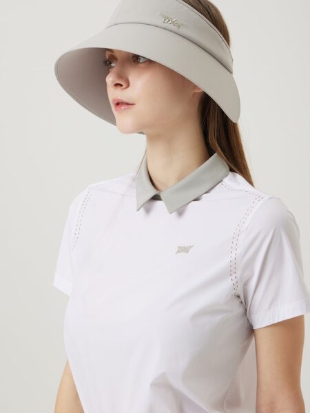 [PXG]  여성 여름 타공 백 집업 숏 슬리브 티셔츠  PJMCW222601  (2 COLORS)