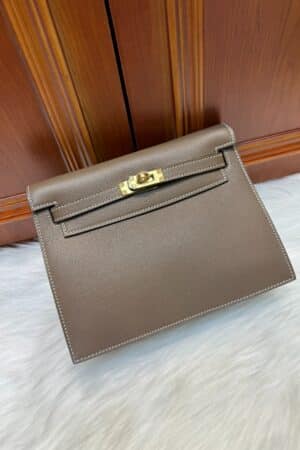 [에르메스] 켈리 Danse 22cm Evercolor/ Etoupe - Gold