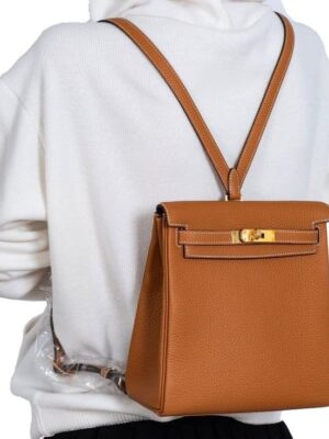 [에르메스] 켈리 Ado Backpack 22cm Togo/ Gold - Gold