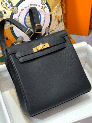 [에르메스] 켈리 Ado Backpack 22cm Togo/ Noir - Gold