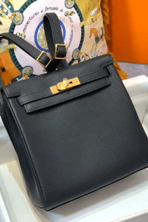 [에르메스] 켈리 Ado Backpack 22cm Togo/ Noir - Gold
