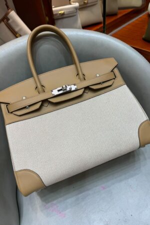 [에르메스] 버킨 30cm Swift/ Toile - Gold (3 Colors)