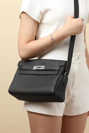 [에르메스] 켈리 Messenger 25cm Togo/ Noir - Silver