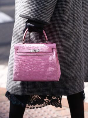 [에르메스] 켈리 25cm  Matte  Alligator Crocodile/ 5P Pink Matte - Silver