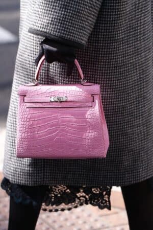 [에르메스] 켈리 25cm  Matte  Alligator Crocodile/ 5P Pink Matte - Silver